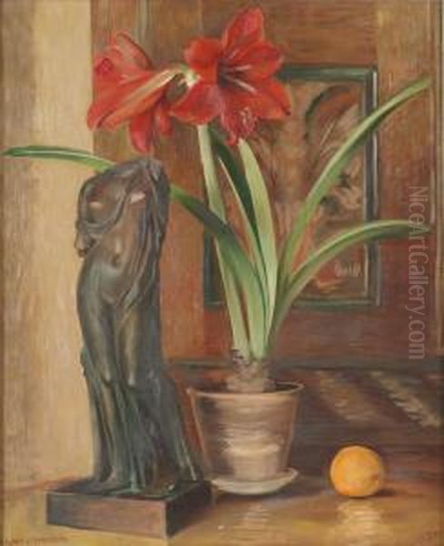 Stilleben Med Amaryllis Oil Painting by Hans Norsbo