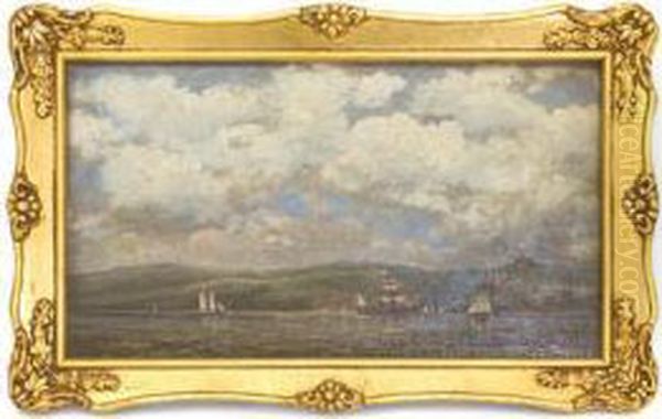 Harbor Scene Oil Painting by J.M. North