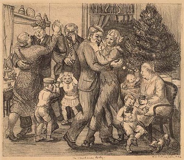 The Christmas Party<</b&gt Oil Painting by Mary Elizabeth Nottingham