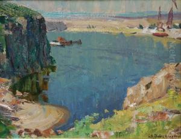 Brzeg Rzeki Oil Painting by Aleksander Nowakowski