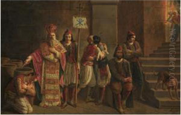The Last Guardians Of Messolonghi Oil Painting by Joseph Denis Odevaere