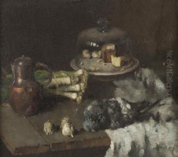 Stillleben Mit Taube Oil Painting by Georg Egmont Oehme