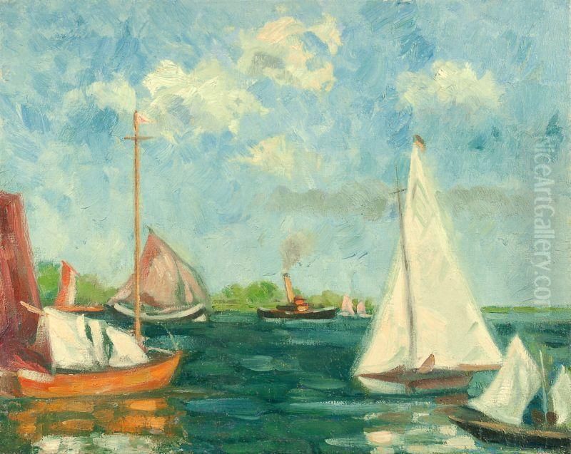 Seegelbote Oil Painting by Georg Egmont Oehme