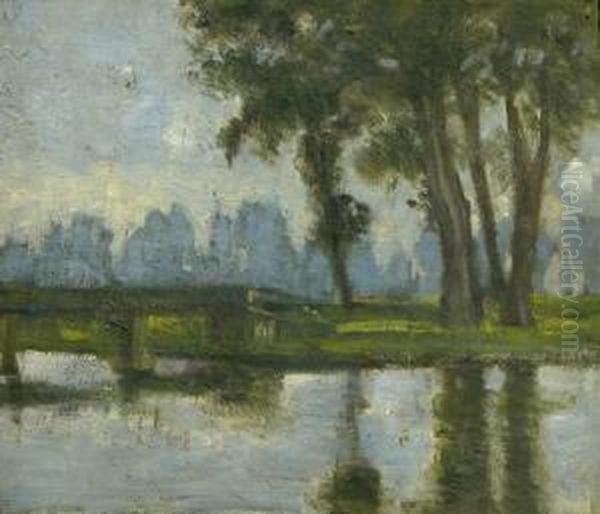Seeufer Oil Painting by Georg Egmont Oehme