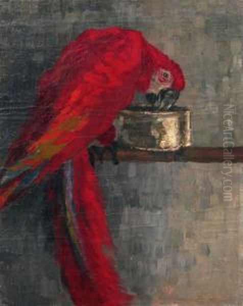 Papagei Oil Painting by Georg Egmont Oehme