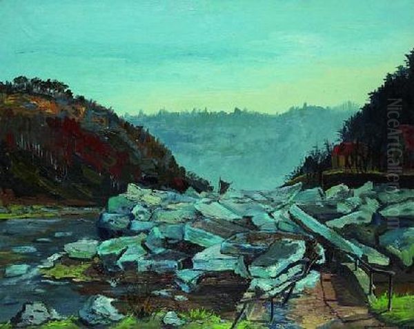 Elblandschaft Oil Painting by Hans Oehme