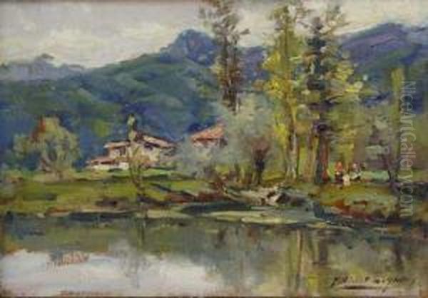 Rincon De La Garrotxa Oil Painting by Jose Olivet Legares