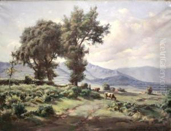 Paisaje-olot Oil Painting by Jose Olivet Legares