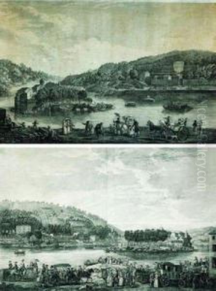 Vue De L'isle Barbe Et Seconde Vue De L'isle
Barbe Au Dessus De Lyon Oil Painting by Michel-Barthelemy Ollivier