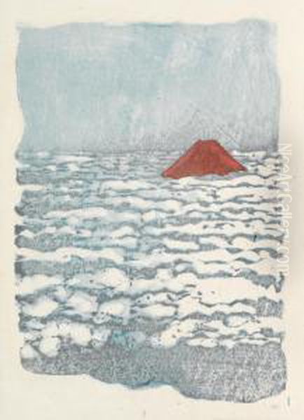 Shinsho Fuji [new Praise Of Fuji] Oil Painting by Koshiro Onchi