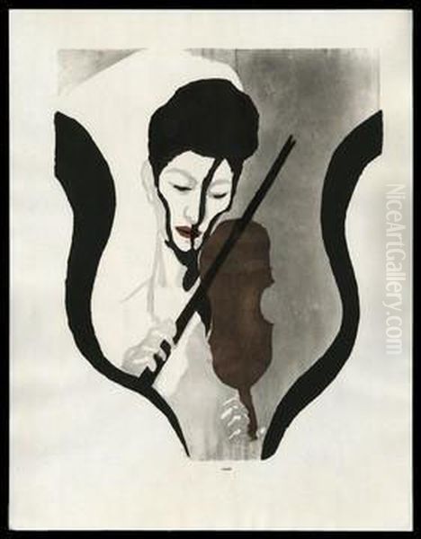Violin Player Oil Painting by Koshiro Onchi