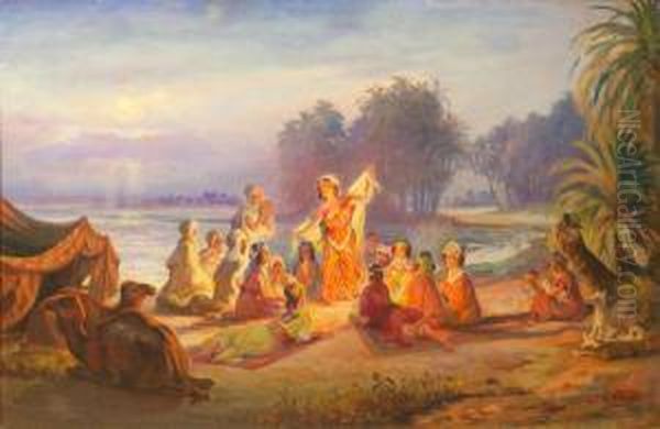 La Fete Au Campement Oil Painting by Jose Benito Ortega