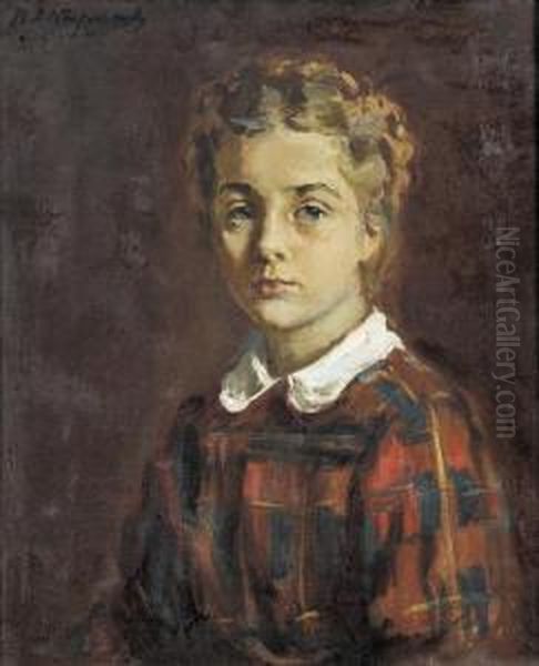 Brustbildnis Eines Madchens. Oil Painting by Viktor Ostroumow