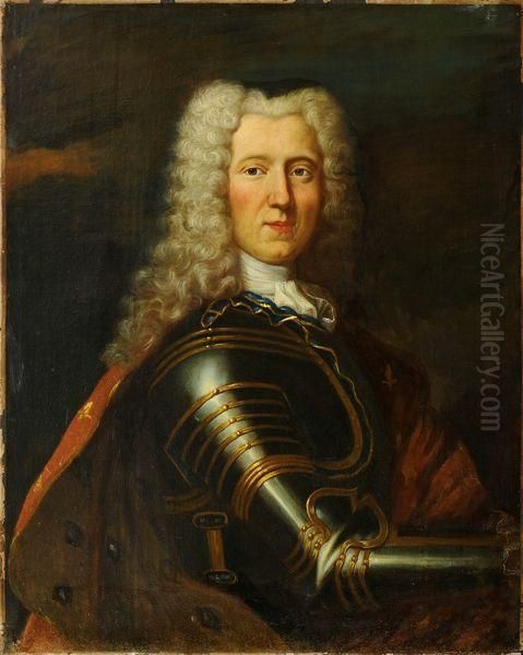 Portrait D'homme En Armure Oil Painting by Jean-Baptiste Oudry