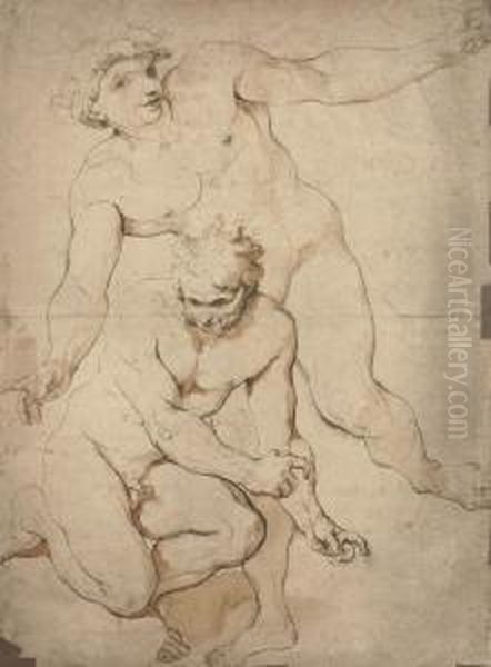 Two Male Nudes Oil Painting by Paolo Pagani