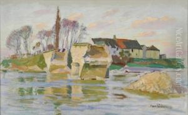 Le Pont D'anet Sur Marne Oil Painting by Henri Pailler