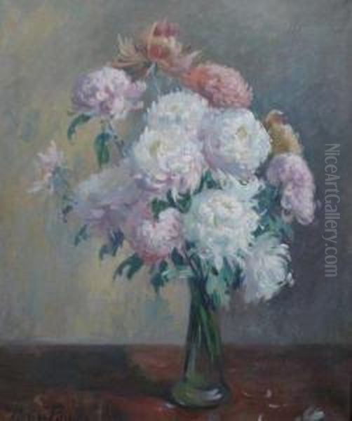 Chrysanthemes Oil Painting by Henri Pailler
