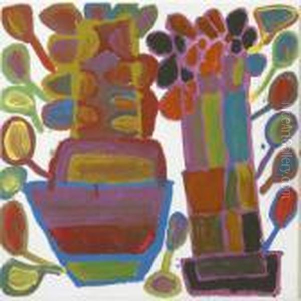 Flower Pot Oil Painting by John Paine