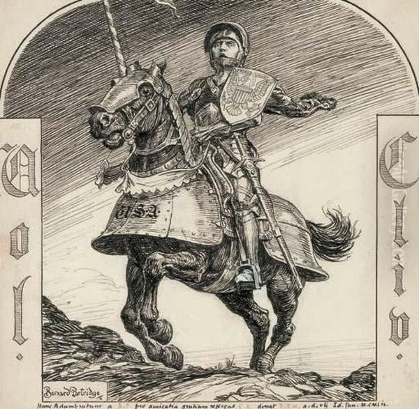 An Illustration For Punch Commemorating America's Entry Into The Great War (1914-18) Oil Painting by Bernard, Sir Partridge