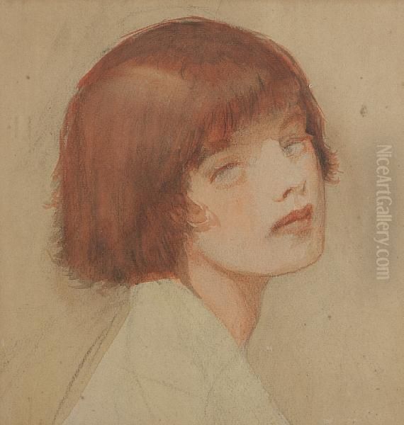 Study Of A Girl's Head Oil Painting by Hamish Constable Paterson