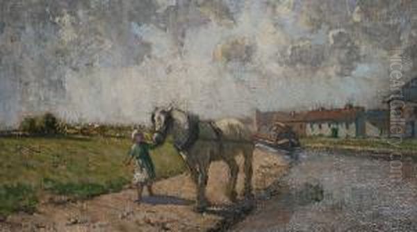 Canal Path Oil Painting by paul