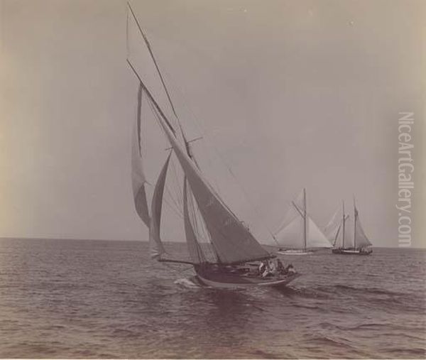 Racing Yachts Oil Painting by Henry C. Peabody
