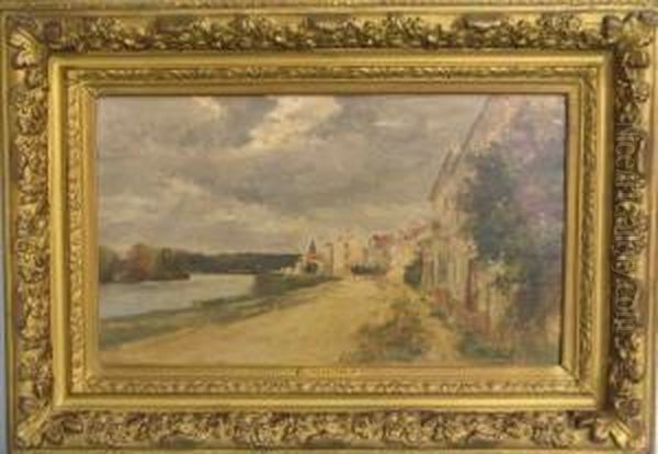 Hauserzeile Am Fluss Oil Painting by P. Pelletier