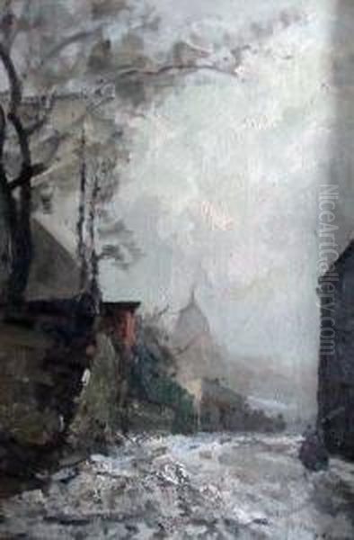 Montmartre Sous La Neige Oil Painting by P. Pelletier