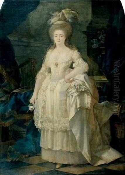 Portrait De Jeune Femme A La Rose Oil Painting by Lie Louis Perin-Salbreux
