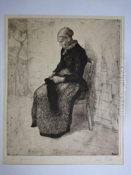 La Tricoteuse Oil Painting by Jean Misceslas Peske