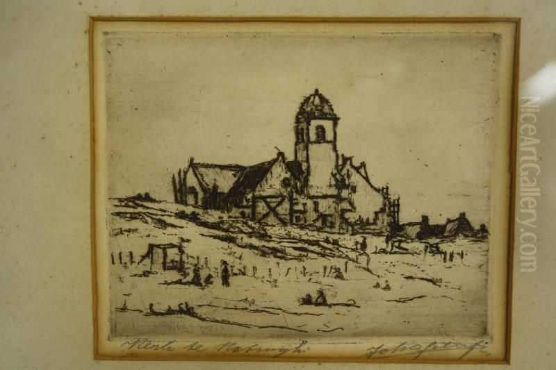 Kerk Te Katwijk Oil Painting by Daniel Johannes Pesu