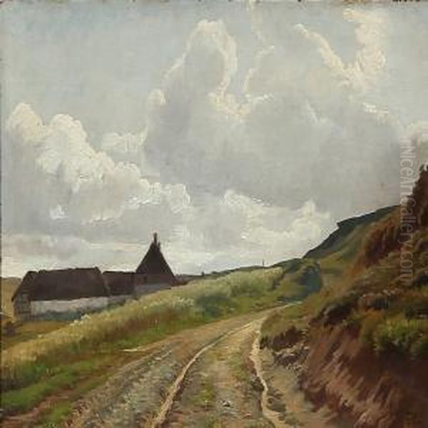 Danish Summer Landscape Oil Painting by Edvard Frederik Petersen