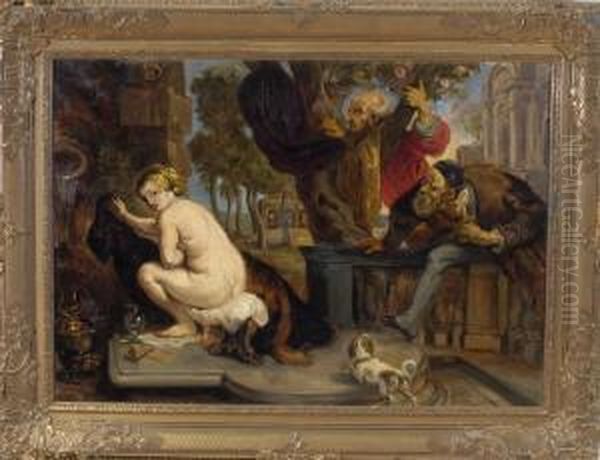 Susanna Im Bade Oil Painting by Heinrich Petersen