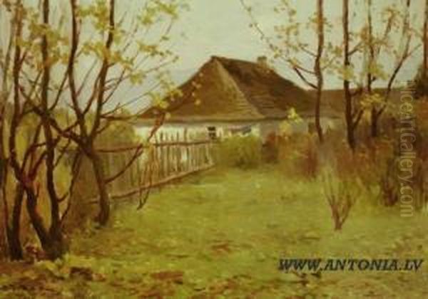 At The Yard Oil Painting by Aleksandr Petraov