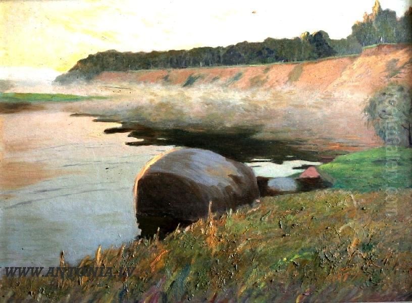 Landscape Of River Oil Painting by Aleksandr Petraov