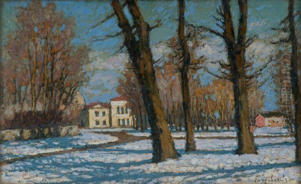 Amanor In Spring Sunshine Oil Painting by Piotr Ivanovich Petrovichev