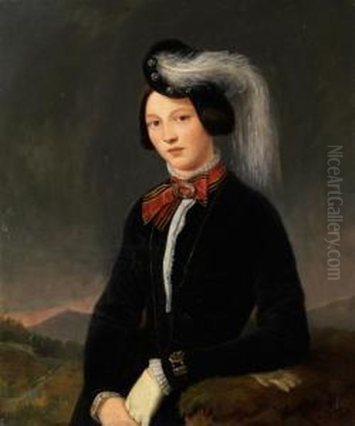Portrait Einer Jungen Frau Oil Painting by C. Pfann