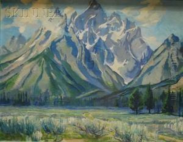 View Of Grandteton, Wyoming Oil Painting by Joseph Pfanner Nash