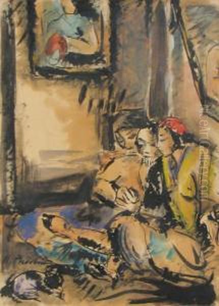 Interior With Tartar Woman Oil Painting by Alexandru Phoebus
