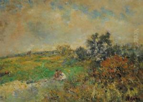 Entroterra Ligure Oil Painting by Giuseppe Ferdinando Piana