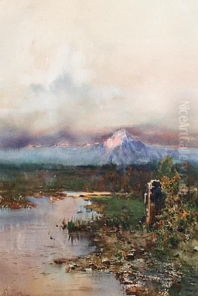 Mountain Landscape Oil Painting by Giuseppe Ferdinando Piana