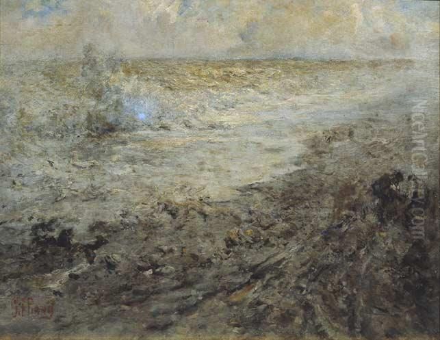 Mareggiata Oil Painting by Giuseppe Ferdinando Piana