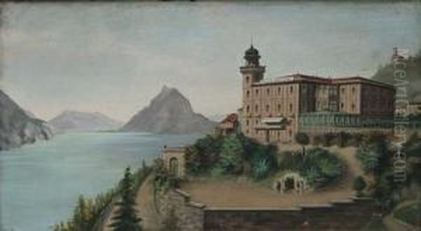 Pension Riviera Sul Lago Oil Painting by Carlo Pianca