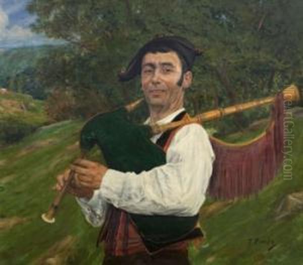Gaitero Oil Painting by Juan Pinos Sala