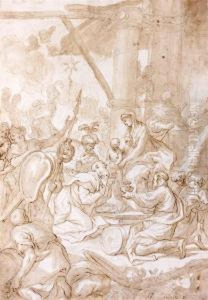 L'adoration Des Rois Mages Oil Painting by Domenico Piola