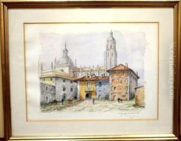 Pueblo Oil Painting by Francisco Planas Doria
