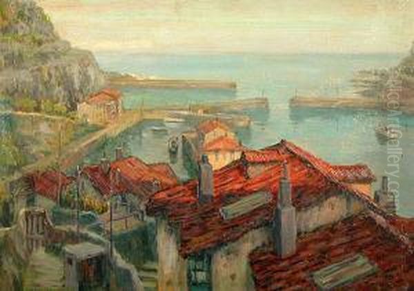 Motrico. El Puerto Oil Painting by Francisco Planas Doria