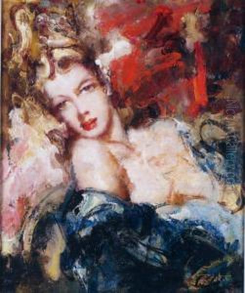 Portrait De Femme Oil Painting by Pobbiati