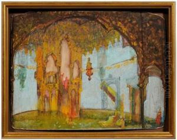 Stage Design For The Thiefof Baghdad Oil Painting by Willy Andrew Pogany