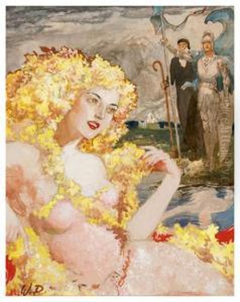Phaedria And Sir Guyon Oil Painting by Willy Andrew Pogany